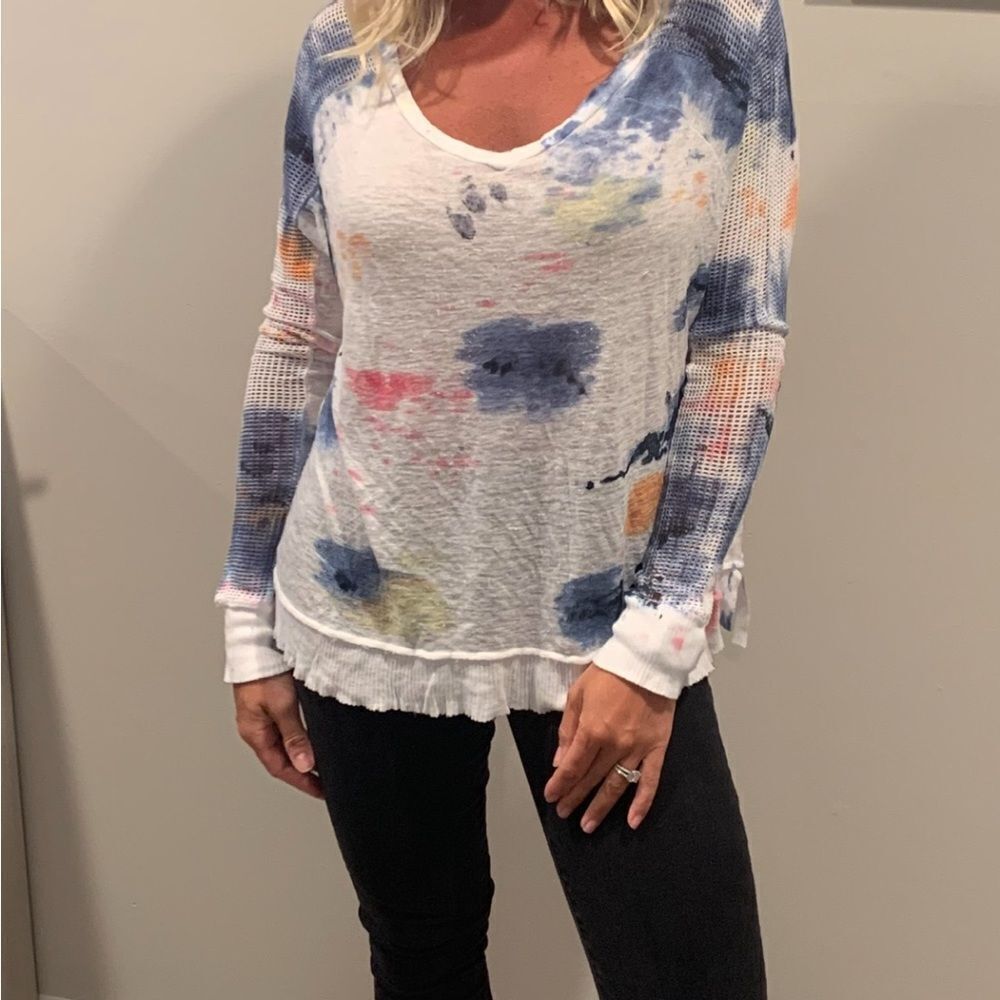 T Party Fishnet TyeDye splatter Top - Picture 3 of 6